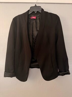 Shasa Black Open-Front Shawl Collar Blazer